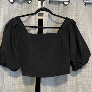 Entro Black Puff Sleeve Blouse